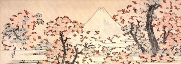 桜越しに見える富士山 葛飾北斎 浮世絵 Oil Paintings